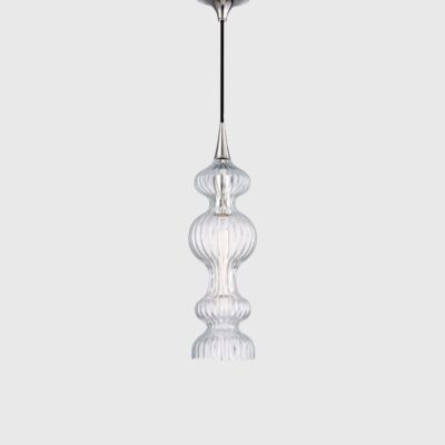 Winterly Hall Ribbed Glass Pendant Light Polished Nickel