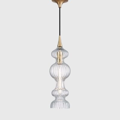 Winterly Hall Sculptural Ribbed Glass Pendant Light Aged Brass
