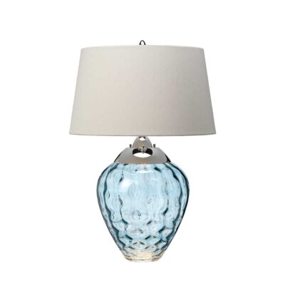 Wintermere Hamptons Table Lamp Blue Textured Glass with Polished Nickel