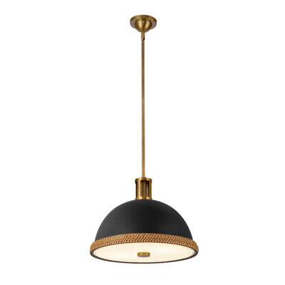 Winterset Hamptons Dome Pendant Matte Black and Vintage Brass