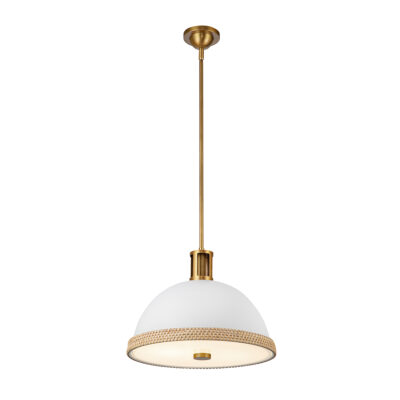 Winterset Hamptons Dome Pendant Matte White and Vintage Brass
