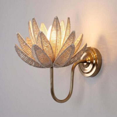 Woodbridge Hamptons Woven Jute Flower Wall Light Brass Finish