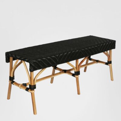 Woodleigh Bench Hamptons Rattan Bench Black Weave