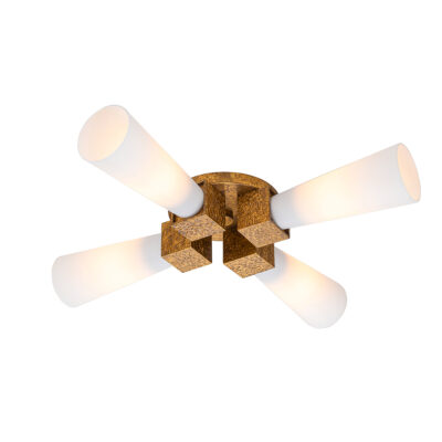 Wrenbury Contemporary 4 Light Flush Ceiling Light Distressed Gold