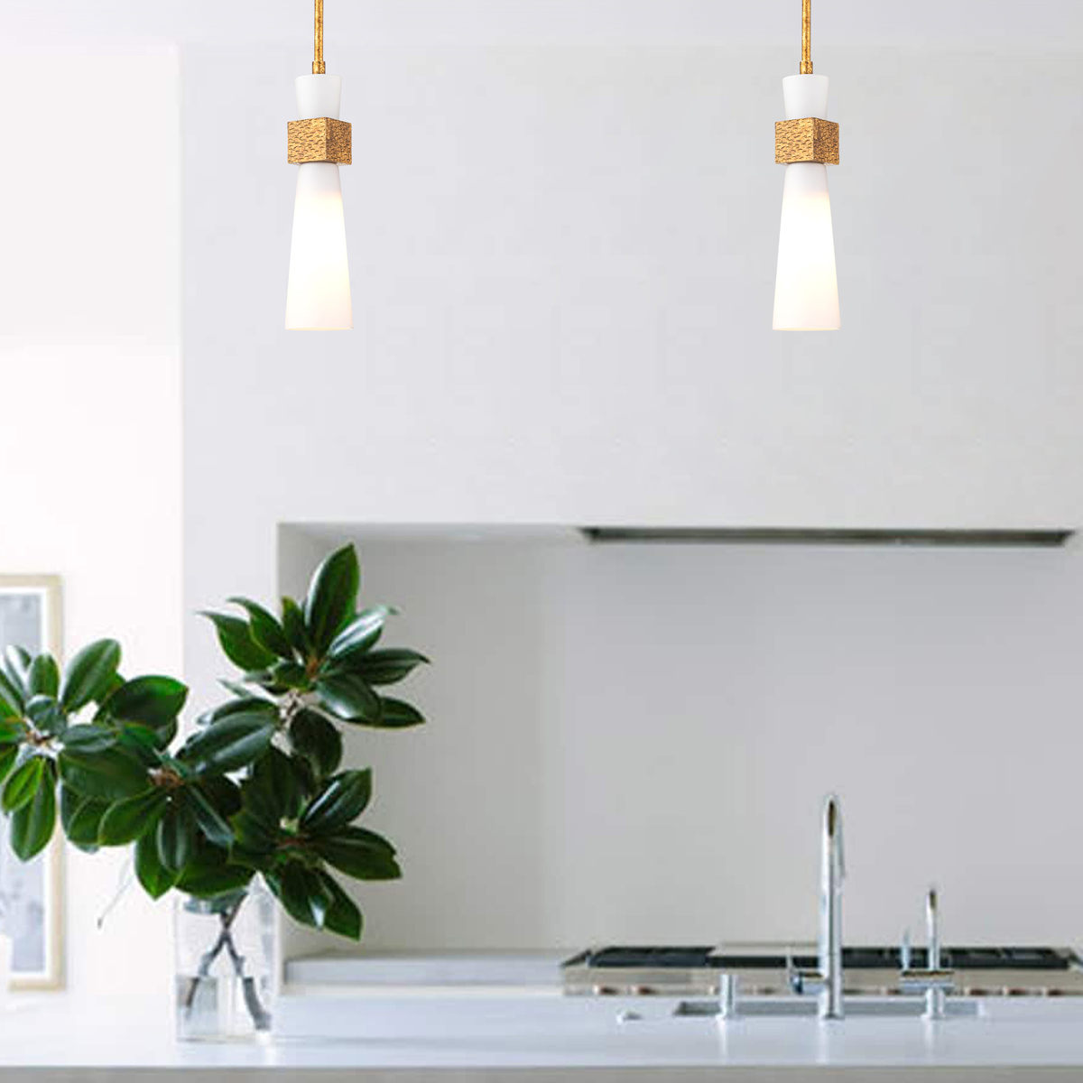 Wrenbury Contemporary Mini Pendant Distressed Gold Wrenbury Contemporary Mini Pendant Distressed Gold — in situ view