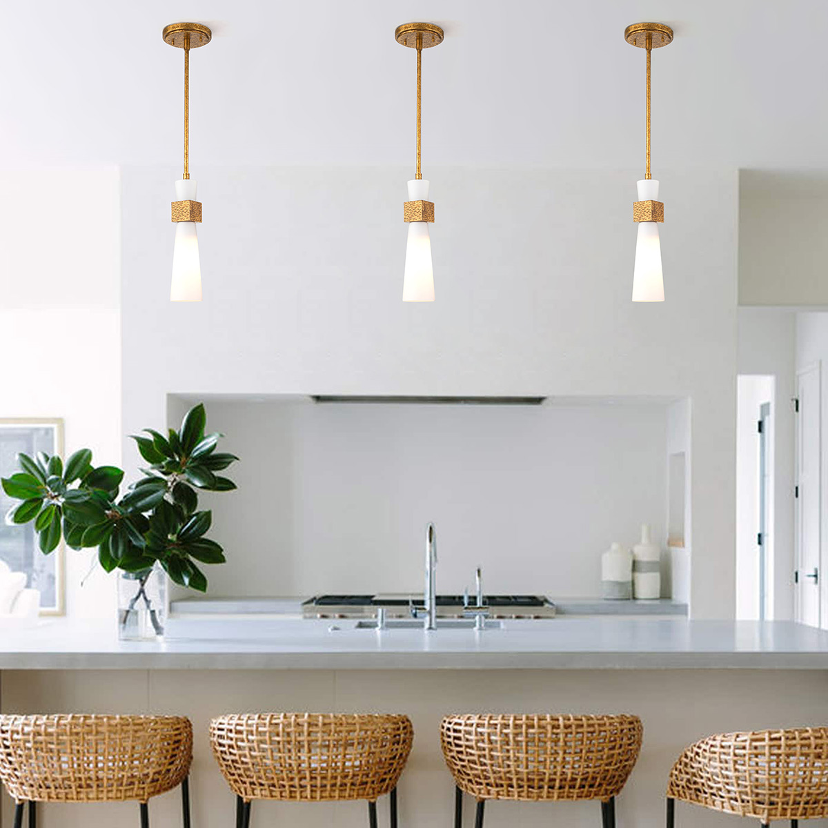 Wrenbury Contemporary Mini Pendant Distressed Gold Wrenbury Contemporary Mini Pendant Distressed Gold — in situ view