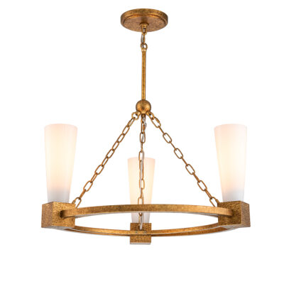 Wrenbury Contemporary Ring Chandelier Distressed Gold