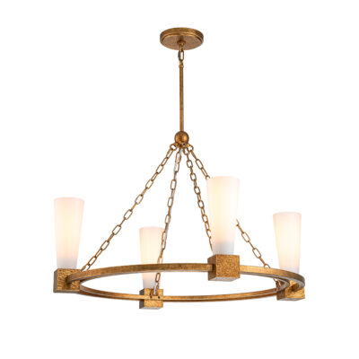 Wrenbury Hamptons Ring Chandelier Distressed Gold