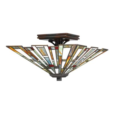 Wrenfield Hollow Tiffany Style Ceiling Flush Bronze