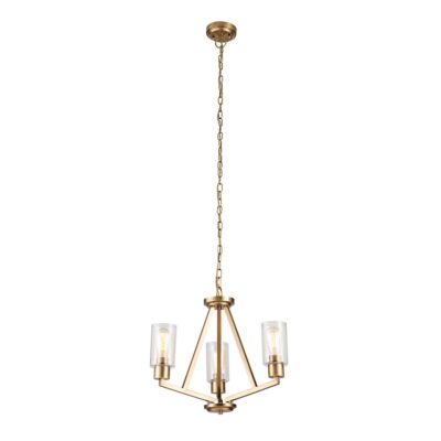 Wrenford Contemporary 3 Light Chandelier Natural Brass