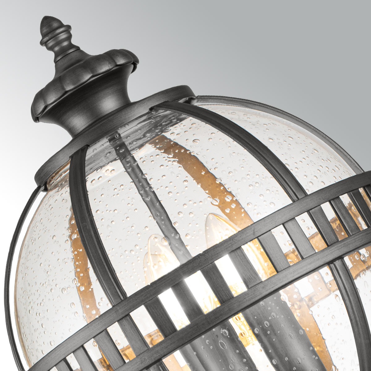 Wrenholt Traditional Outdoor Pedestal Lantern Grey Londonderry Wrenholt Traditional Outdoor Pedestal Lantern Grey Londonderry — detail view