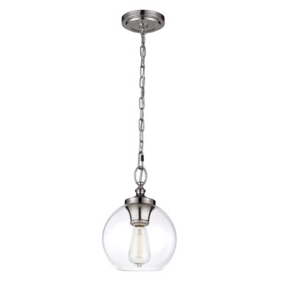 Wrenscott Contemporary Glass Globe Pendant Polished Nickel