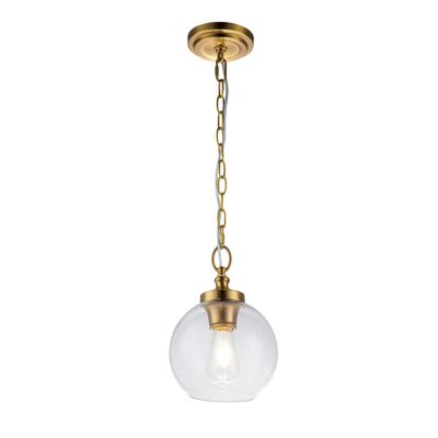 Wrenscott Hamptons Glass Globe Pendant Burnished Brass