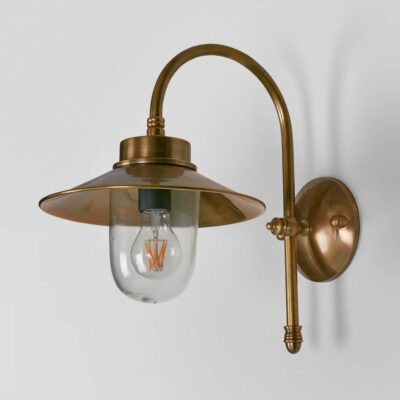 Wymondham Hamptons Gooseneck Outdoor Wall Light Antique Brass