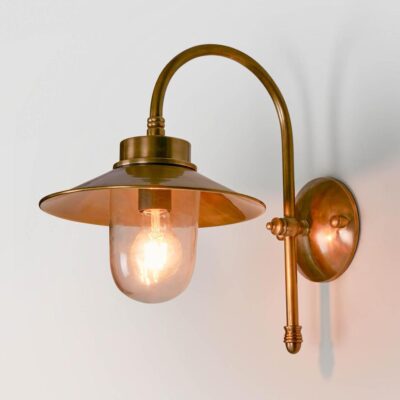 Wymondham Hamptons Gooseneck Outdoor Wall Light Antique Brass