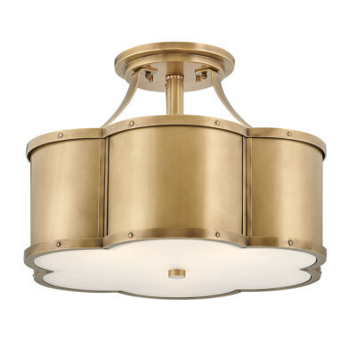 Wynstead Heritage Brass Drum Semi-Flush Ceiling Light