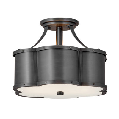 Wynstead Retro Modern Ceiling Semi-Flush Blackened Brass