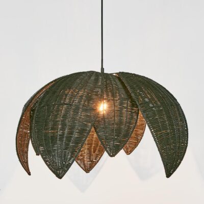 Yarra Hamptons Woven Rattan Dome Pendant Black