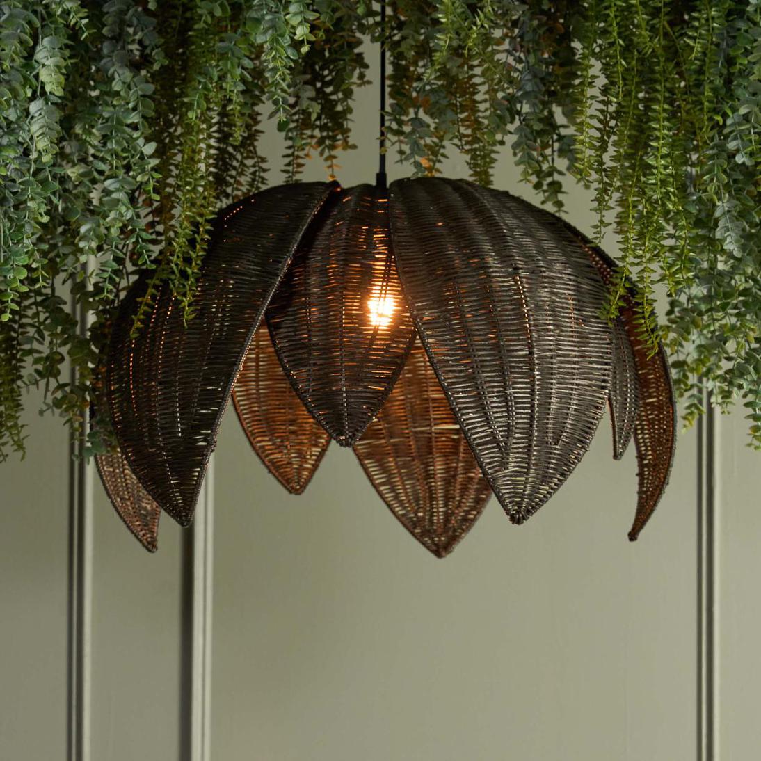 Yarra Hamptons Woven Rattan Dome Pendant Black Yarra Hamptons Woven Rattan Dome Pendant Black
