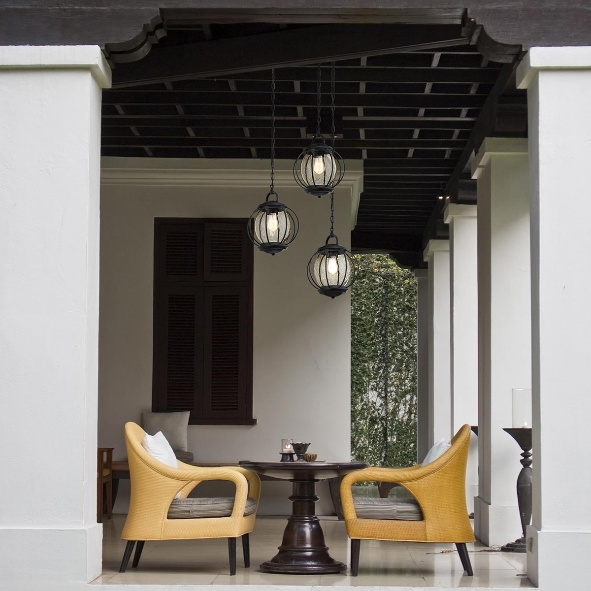 Yarrambat Grove Round Cage Outdoor Pendant Textured Black Yarrambat Grove Round Cage Outdoor Pendant Textured Black — in situ view