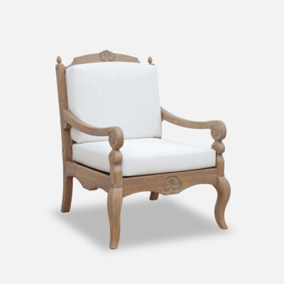 French Provincial Outdoor Lounge Armchair — Ivory