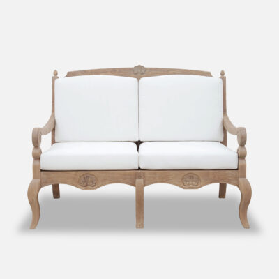 French Provincial Outdoor Two-Seat Loveseat — Ivory