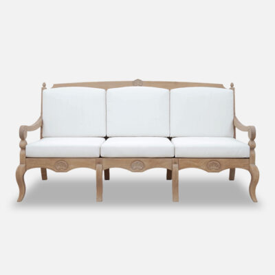 French Provincial Outdoor Three-Seat Settee — Ivory